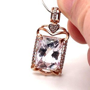Pink Kunzite 9.20ct Rose Gold Finish Solid 925 Sterling Silver Pendant